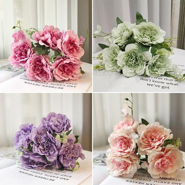 

big flower heads beautiful peony silk artificial family garden party wedding decoration diy decorative flowers & wreaths
