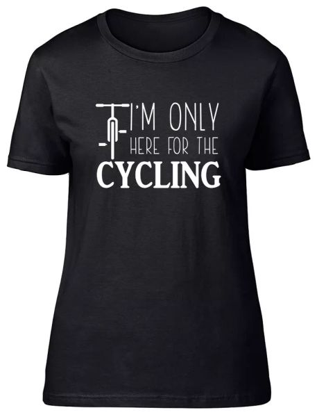 

i'm only here for the cycling fitted womens ladies t shirt, White;black