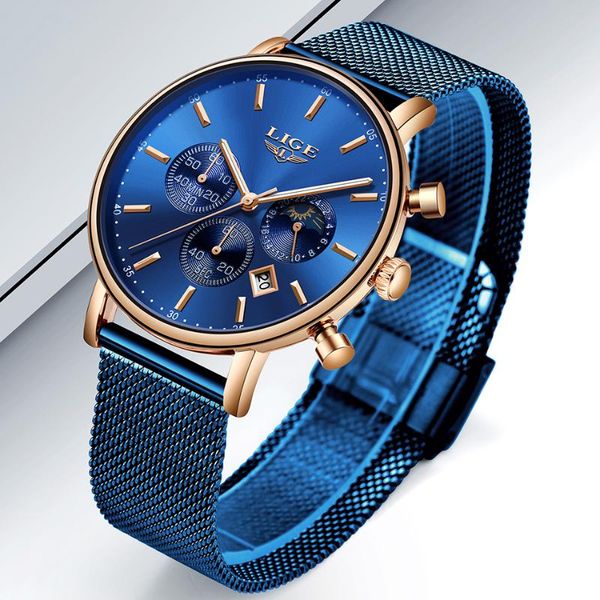 

wristwatches 2021 lige fashion men watches classic blue waterproof quartz wrist watch ultra-thin sport chronograph, Slivery;brown