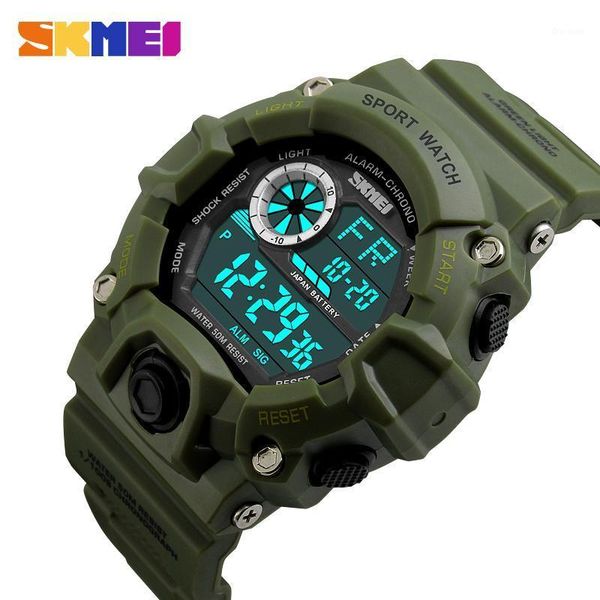 

digital watch men sport 5bar waterproof military watches chronograph led wristwatches male alarm clock 1019, Slivery;brown