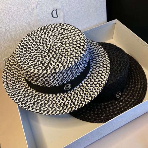 

sun hat french flat women's summer straw -standard holiday knitting beach net red sunscreen british hat, Blue;gray