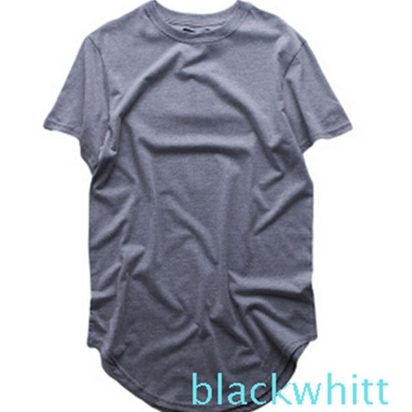 

factoryju2j t-shirt quality extended fashion men summer curved high hem longline hip hop tshirts urban blank mens tee shir, White;black