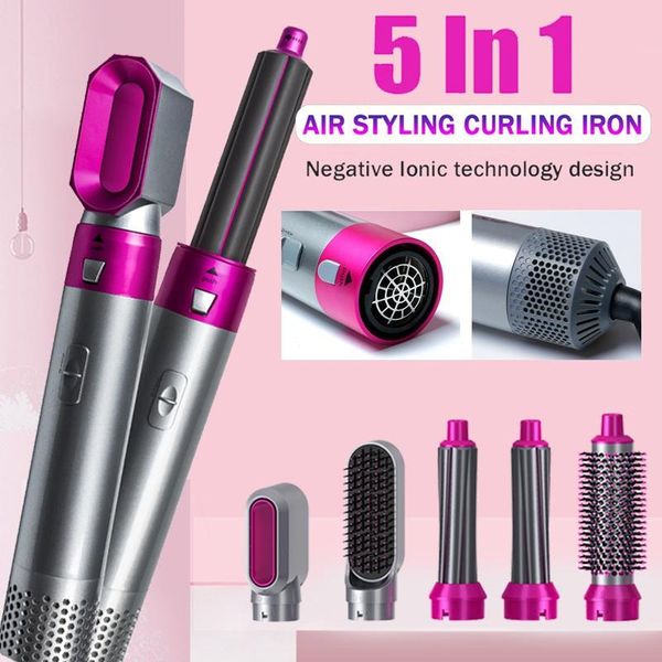 

electric hair brushes 5 in 1 one-step dryer curler rotating straightener comb curling brush holder combs for wholesale