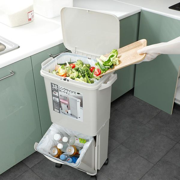 

waste bins creative collapsible trash can japanese large pressing type sorting bin kitchen recycling basurero cocina cleaning eh50wb