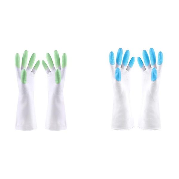 

disposable gloves 2pair kitchen silicone cleaning magic dish washing green & blue