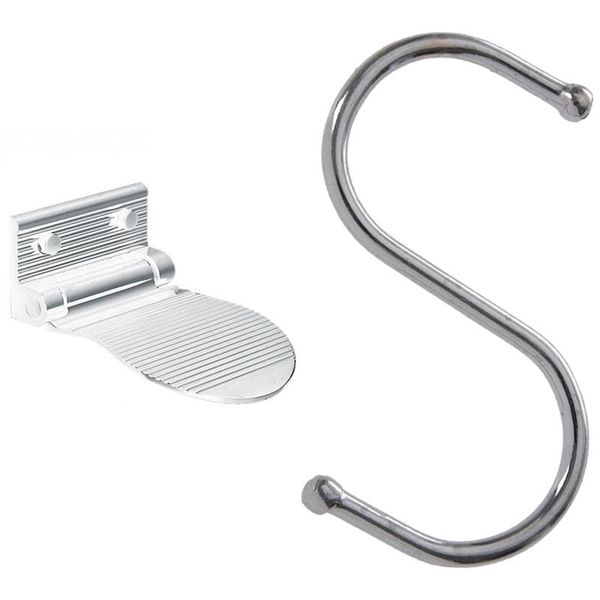 

hooks & rails 1 set bathroom footrest anti-slip foot rest pedal 10 pcs s steel kitchen pan utensil clothes hanger