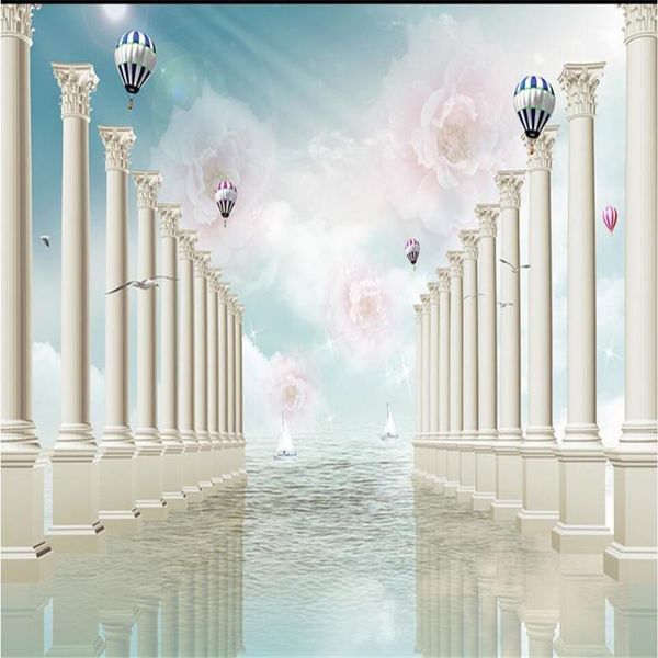 

wallpapers shuhiko european style 3d stereoscopic rose, rome column, tv background wall, customized large mural wallpaper