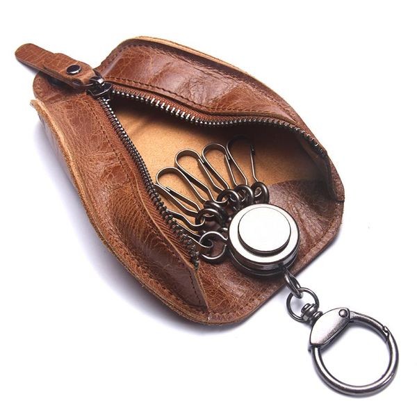 

keychains tioodre 2021 key organizer genuine leather keychain wallet men and women multifunctional car pouch accessories, Silver