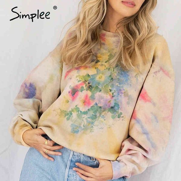 

chic knitted ladies sweatshirt colorful printed streetwear pullover basic long sleeve women outwear 210414, Black