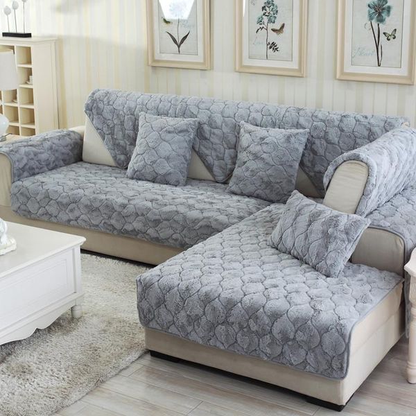 

chair covers simple plush sofa cushion thicke non-slip plain colour cloak towel super warm fabric