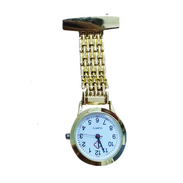 

nurse clip watches brooch fob doctor clip on hanging luminous fashion nurses pocket quartz mini clock, Slivery;golden