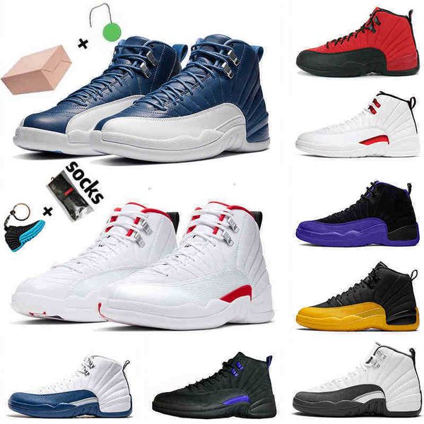 

2021 with box twist jumpman 12 12s mens basketball shoes university gold flu game royal stone blue sneakers trainers size 40-47