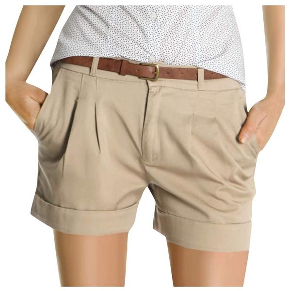 

women's shorts 2021 casual elegant wild fashion waistband loose solid color button running wide leg a-line, White;black