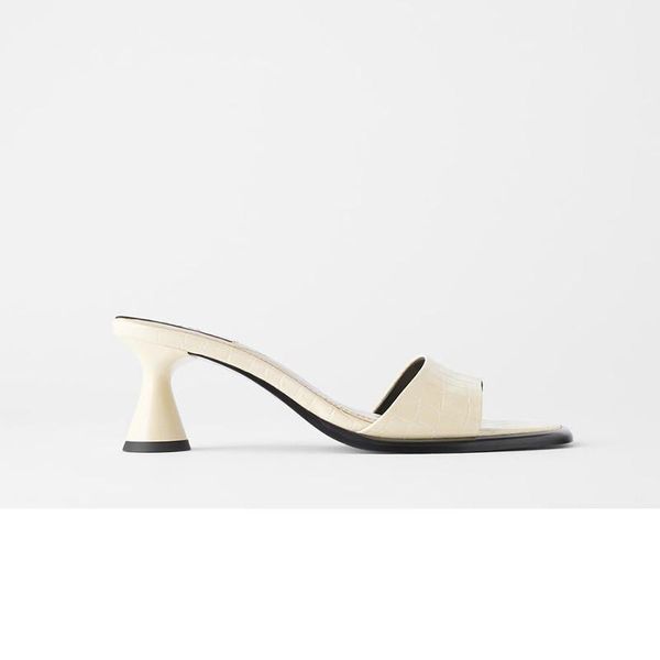 

slippers summer square toe women slides strange heel sandals, Black