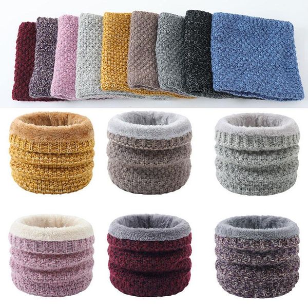 

scarves men women bib wool pullover collar hooded neck warmer winter knitted ring plus fleece scarf, Blue;gray