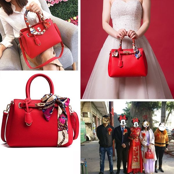 

red 2019 new bridal slanting across wedding bridesmaid bag