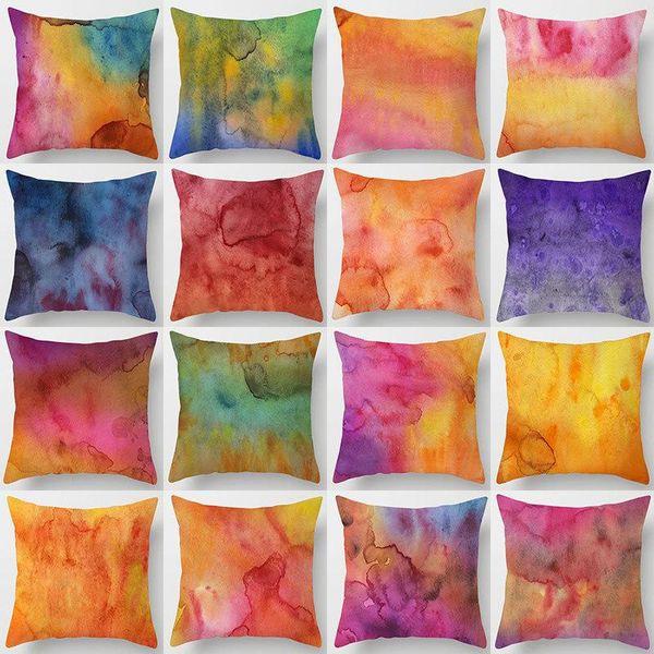 

art cushion cover sunset linen pink mountain watercolor abstract ink car sofa home decor pillow throw pillowcase case