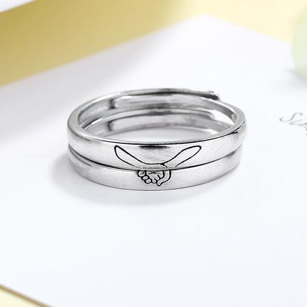 

wedding rings silver color woman men couple holding hands ring masculino female lovers simple fashion jewelry family anillos, Slivery;golden