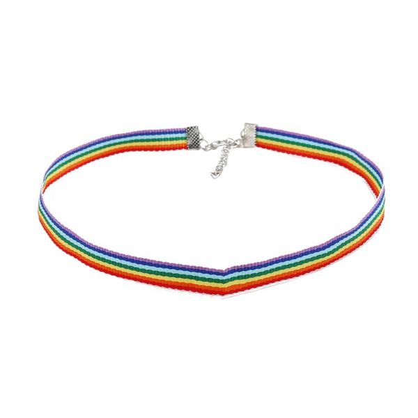 

rainbow color clavicle chain necklace neck colorful necklet homosexual (style beads) pendant necklaces, Silver