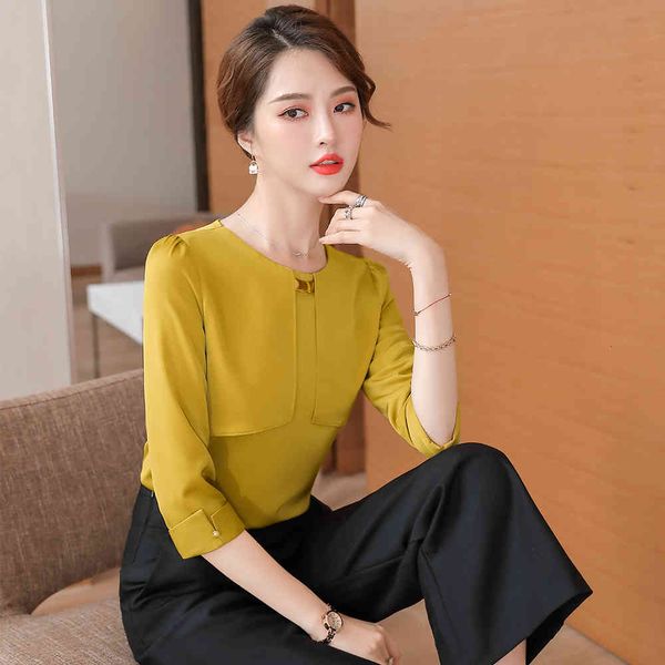 

2021 elegant white ladies yellow blouses women's half sleeve shirts 4xl 5xl, Black