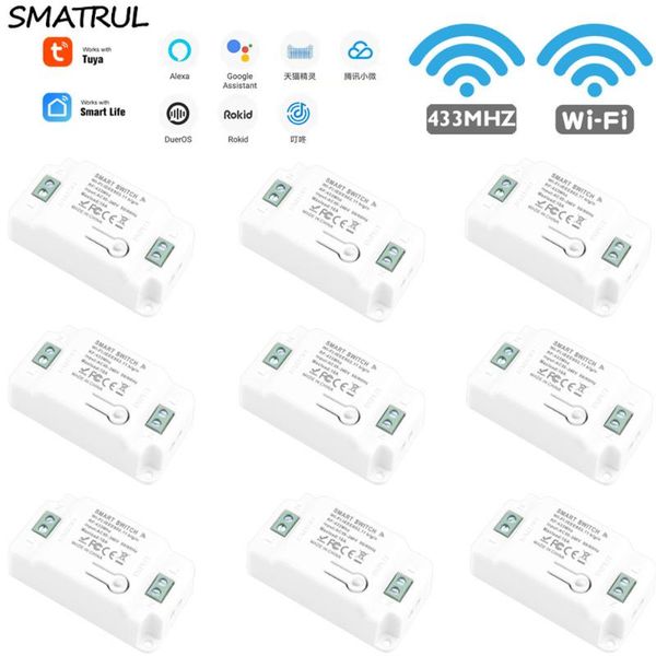 

smart home control smatrul tuya life app wifi +rf 433mhz switch light wall relay timer module voice google alexa 110v 220v 10a lamp