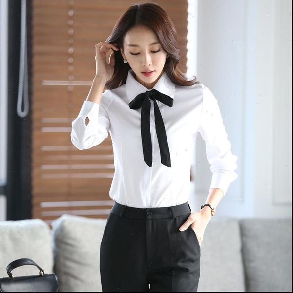 

womens blouses autumn white shirt women blouse long sleeve slim work plus size shirts office casual fashion bow
