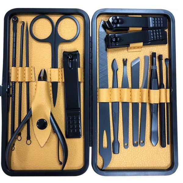 

16pcs nail art tools all for manicure sets pedicure care with pusher ingrown file polish tweezer files1