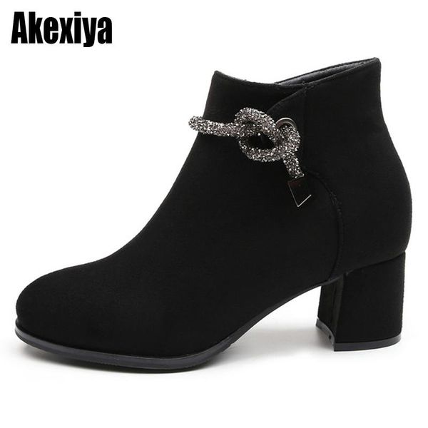 

boots 2021 women's shoes women ankle leather suede female ladies autumn and winter bc1956, Black