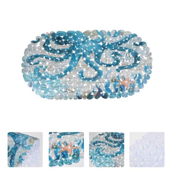 

1pc anti-skid bathroom floor mat marine animal printed sucker bath carpet mats