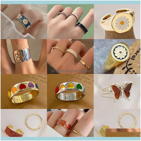 

cluster rings jewelrywoman fancy ring set color colorful stylish sophisticated punk series couple party adjustable daily wear anniversary dr, Golden;silver