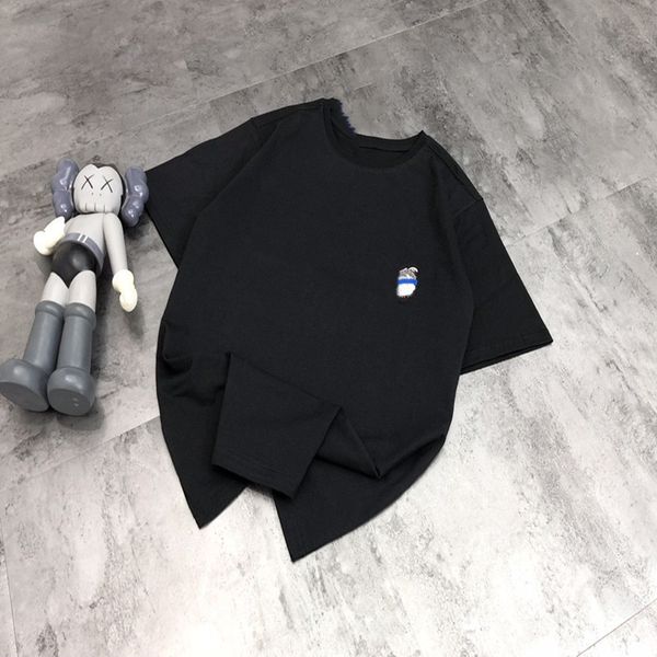 

summer new men's and women's ar 21s + embroidery rabbit fashion simple short sleeve round neck pullover loose, Gray
