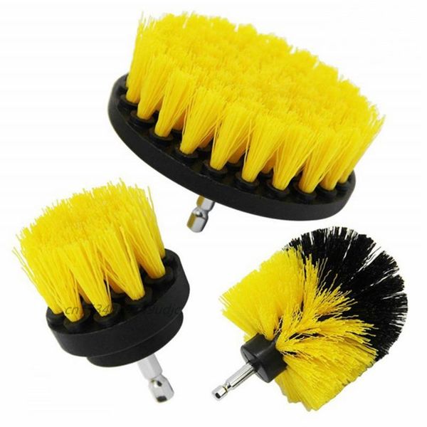 

car sponge 3pcs/set 2/3.5/4'' electric scrubber brush drill kit auto cleaning tires nylon brushes washing accessories