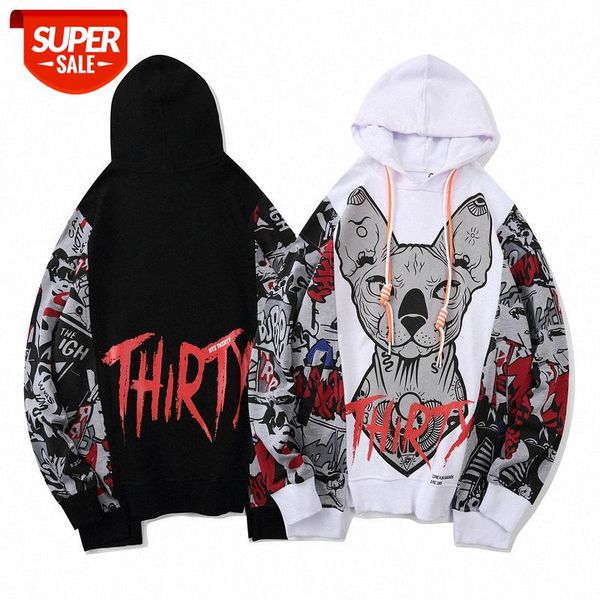 

net celebrities with the national trend of hip-hop casual printing terry sweater hoodies couple men's clothing #wz2f, Black