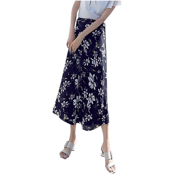 

skirts women skirt 2021 fashion spring ladys beach mid-calf high waist slim printing casual #40%, Black