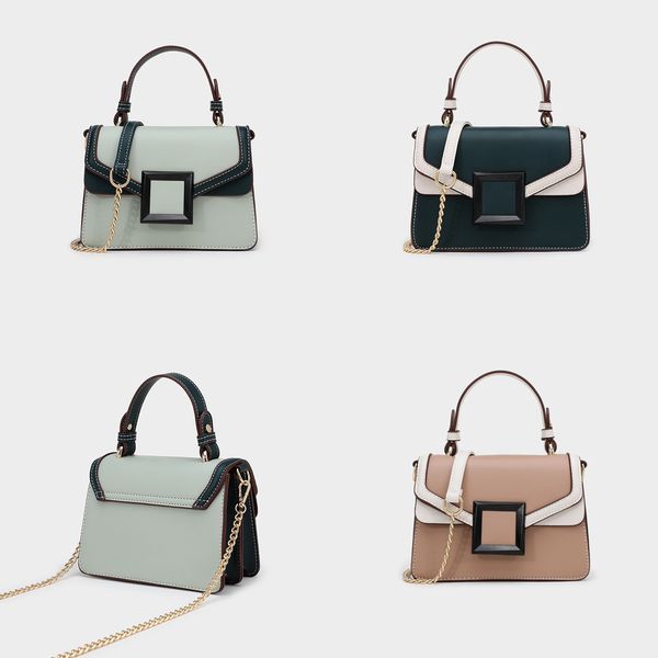 

color contrast square chain bag for women, Black;red