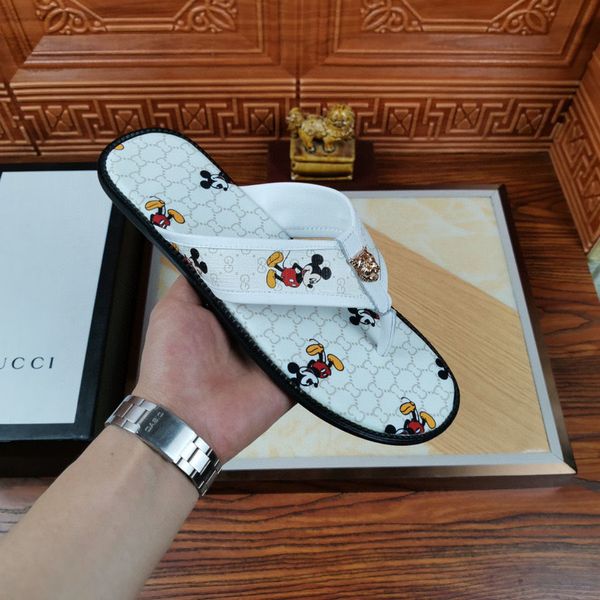 

european station men shoes slippers summer leather flip flops wear sandals personality antiskid flip flops beach zlh, Black