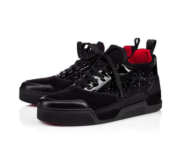 

designer mid casual shoe sneakers red bottom flats aurelien trainer fashion men's brands redsoles sneaker perfect walking shoes superio, Black