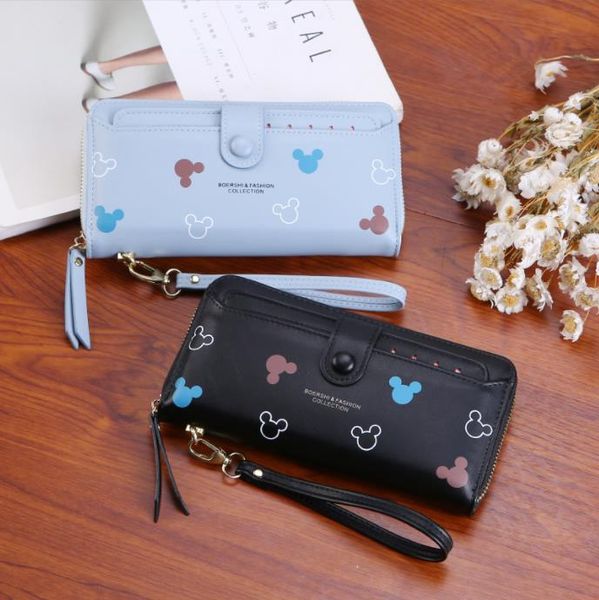 

wallet 2021 new fashion large capacity card bags women's long zipper bag, Red;black