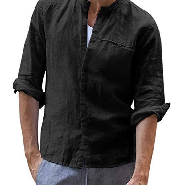 

male cotton thread long shirt hanger down turn-down collar cardigan color superior outer garments, White;black