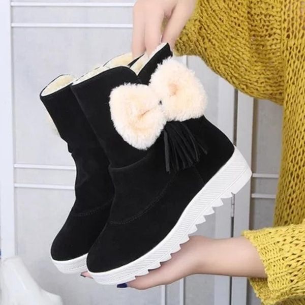 

boots cotton shoes female women's winter plus velvet thick-soled warm snow, Black