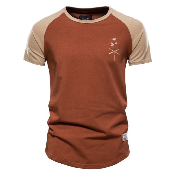AIOPESON Blumendruck T-Shirt Männer Oansatz Patchwork Baumwolle Sommer Qualität Retro T Tops T-Shirt Männlich 210629