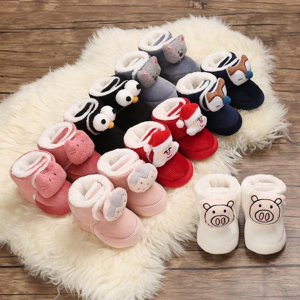 

baby winter boots infant toddler born cute cartoon bear shoes girls boys first walkers super keep warm snowfield booties boo, Black;grey