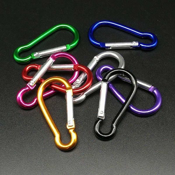 

kimter climbing aluminum key rings carabiner springs clip lightweight d-shape spring clips for keychain fishing hiking outdoor tools p71fa, Slivery;golden