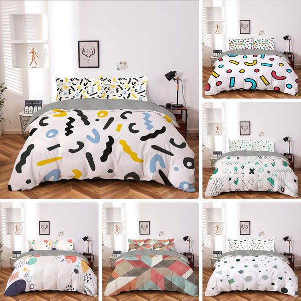 

bedding sets 3d nordic geometric printed set 2/3pcs single twin  king size bedclothes for home textiles bedroom duvet cover