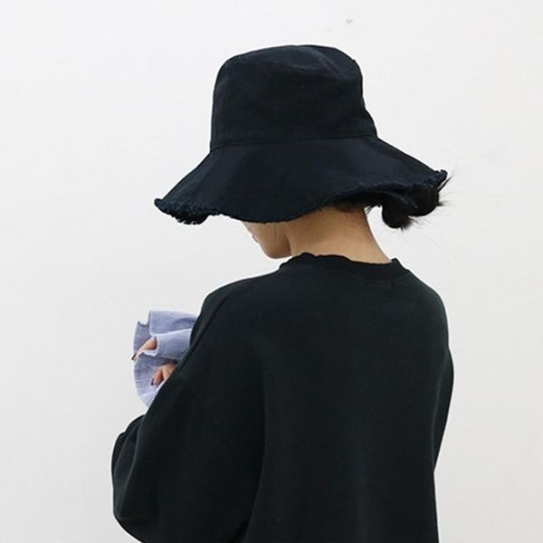 

berets korean abstinence hairline fisherman's hat female sunshade edged basin simple foldable washable cloth men's, Blue;gray