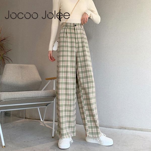 

ins cool women baggy blue pants lady oversized wide leg plaid slacks harem student spring purple pink long flare trousers 210428, Black;white