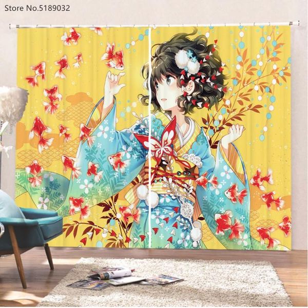

blackout window curtain 2 panels anime lady print girls boys bedroom decor 3d drapes drop