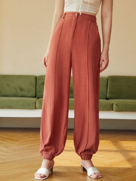 

slant pocket front solid pants z0aw#, Black;white