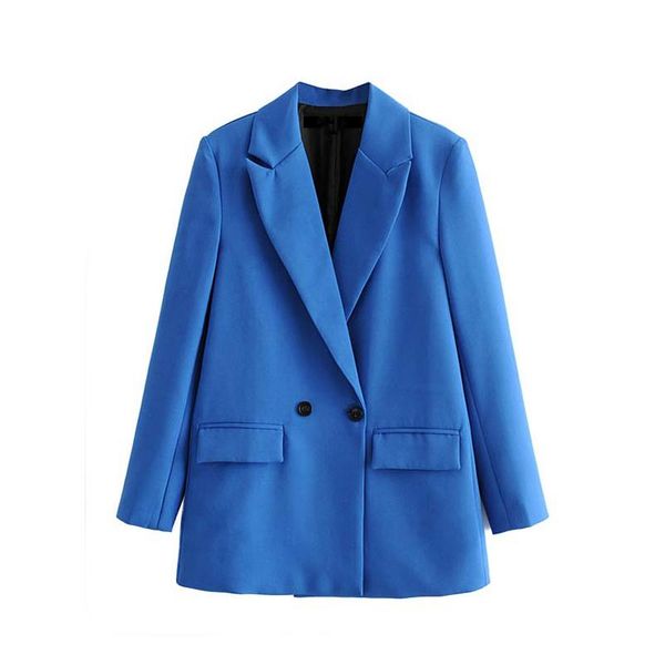 

women's suits & blazers ftlzz women chic office lady double breasted blazer vintage coat fashion notched collar long sleeve outerwear s, White;black