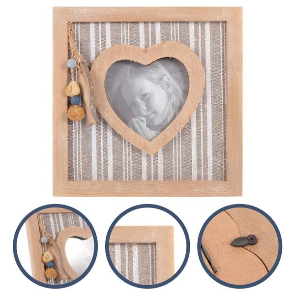 

frames 1pc wooden heart-shaped fish pendant retro old picture frame for home decor
